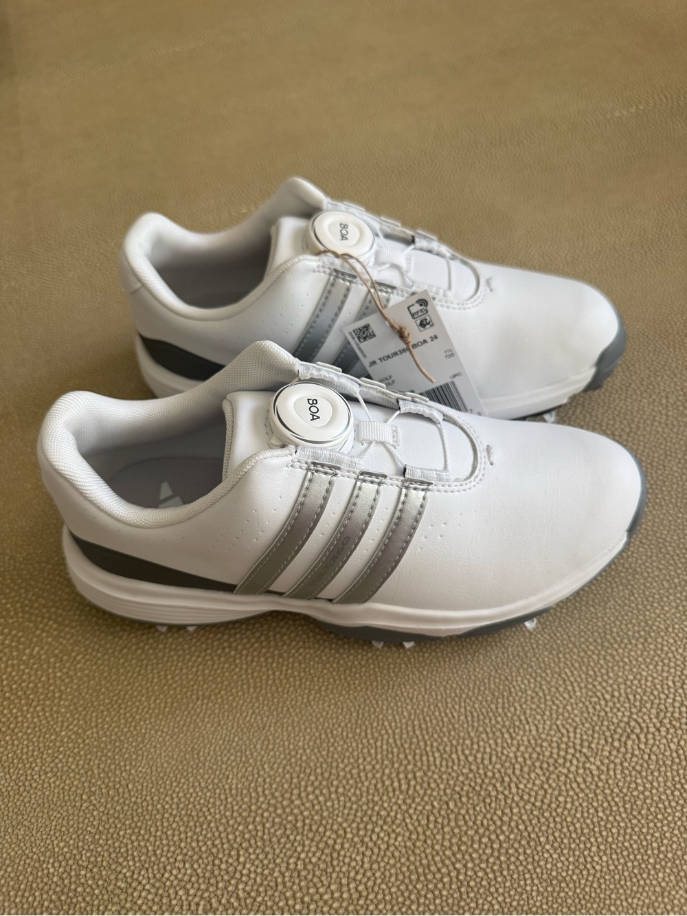 adidas Kids White and Silver Jr Tour360 BOA 24 Golf Shoes - NWT